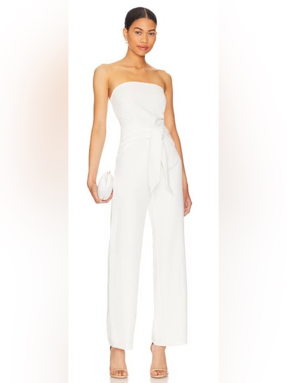 Superdown | NEW Jordan Tie Waist Jumpsuit in White Size L